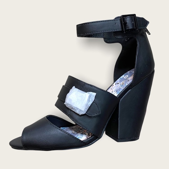 🆕 Qupid New/No Box Black Block Heel Ankle Strap Sandal [Size 8.5] - Picture 11 of 11